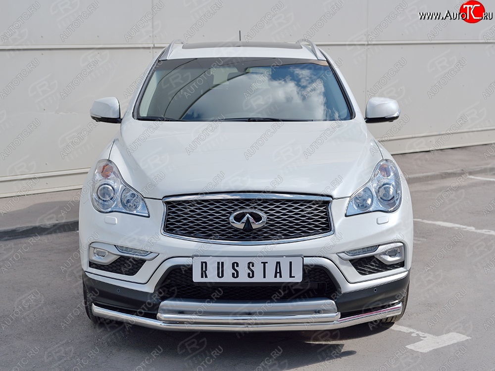 18 849 р. Защита переднего бампера (2 трубыØ63 и 42 мм, нержавейка) SLITKOFF  INFINITI Qx50  J50 (2013-2016) дорестайлинг  с доставкой в г. Керчь