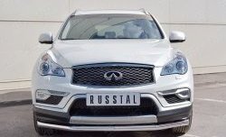 Защита переднего бампера (Ø63 мм, нержавейка) SLITKOFF INFINITI Qx50  J50 (2013-2016) дорестайлинг