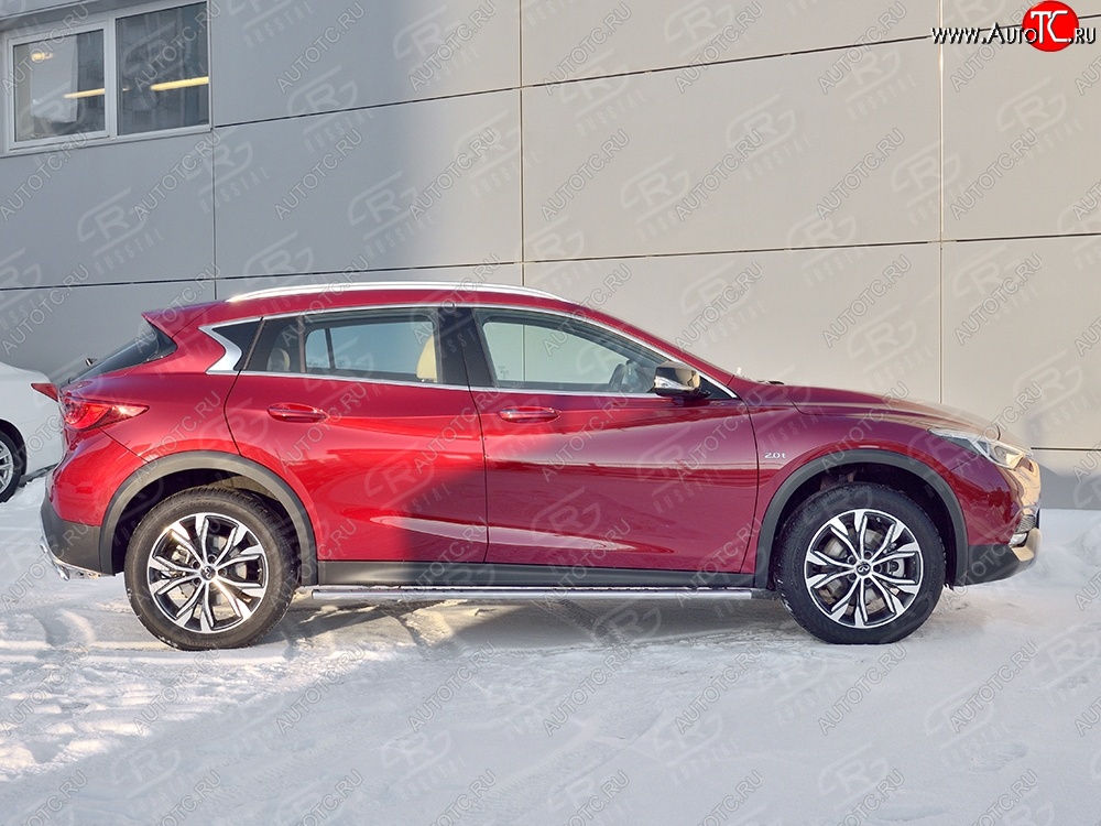 16 649 р. Защита порогов из овальной трубы диаметром 75x42 мм с проступью Russtal INFINITI Qx50 J50 дорестайлинг (2013-2016)  с доставкой в г. Керчь