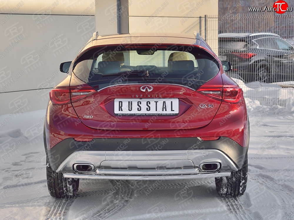16 999 р. Защита заднего бампера (2 трубы Ø42 мм, нержавейка) SLITKOFF  INFINITI Qx50  J50 (2013-2016) дорестайлинг  с доставкой в г. Керчь
