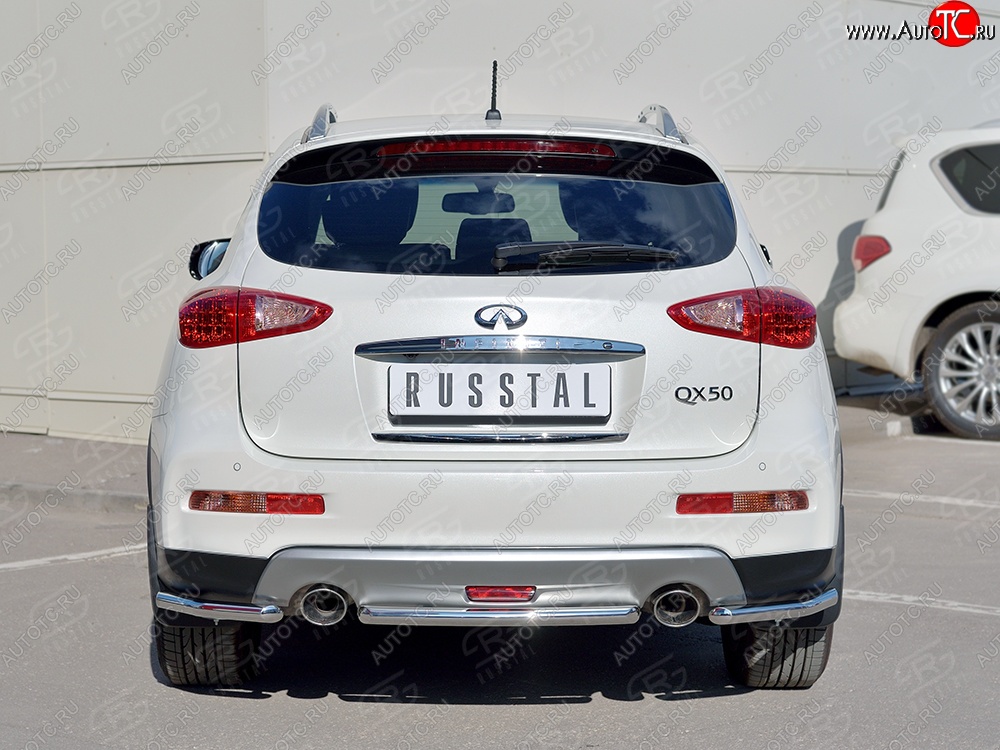 13 649 р. Защита заднего бампера (Ø42 мм уголки, нержавейка) SLITKOFF INFINITI Qx50 J50 рестайлинг (2015-2018)  с доставкой в г. Керчь