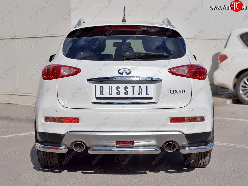 15 999 р. Защита заднего бампера (Ø63 мм, нержавейка) SLITKOFF  INFINITI Qx50  J50 (2013-2016) дорестайлинг  с доставкой в г. Керчь