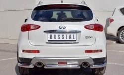 Защита заднего бампера (Ø63 мм уголки, нержавейка) SLITKOFF INFINITI Qx50  J50 (2015-2018) рестайлинг