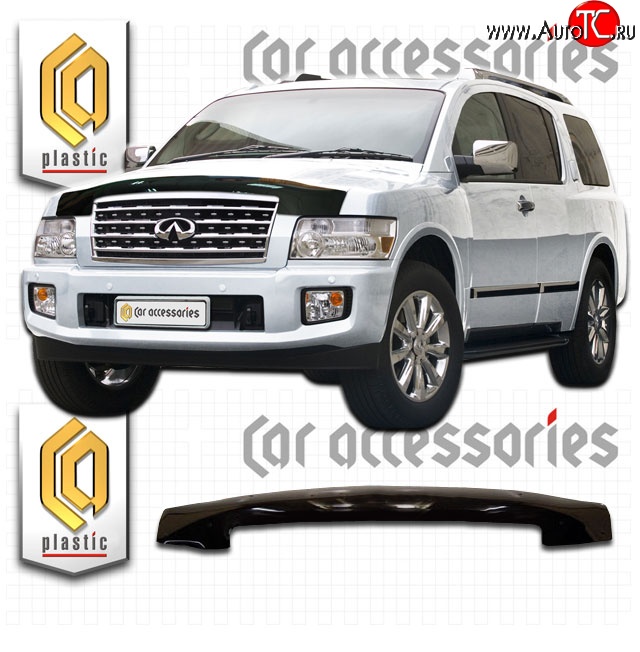 2 159 р. Дефлектор капота CA-Plastic INFINITI QX56 JA60 дорестайлинг (2004-2007) (Classic черный, Без надписи)  с доставкой в г. Керчь
