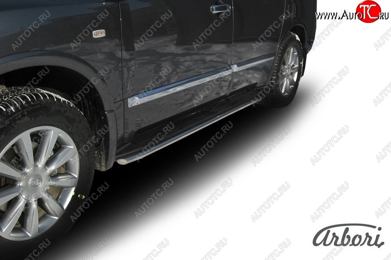 14 219 р. Защита штатных порогов Arbori (нержавейка, d42 mm). INFINITI QX56 JA60 дорестайлинг (2004-2007)  с доставкой в г. Керчь