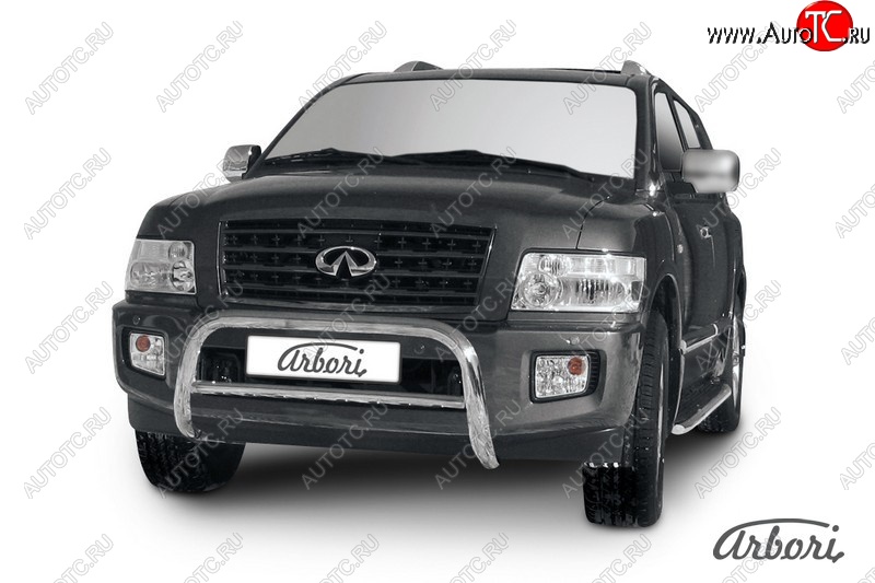 46 799 р. Защита переднего бампера Arbori (низкая, нержавейка, d76 mm) INFINITI QX56 JA60 дорестайлинг (2004-2007)  с доставкой в г. Керчь