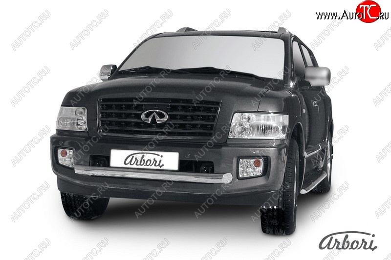 17 459 р. Защита переднего бампера Arbori (нержавейка, 1 труба d76 mm). INFINITI QX56 JA60 дорестайлинг (2004-2007)  с доставкой в г. Керчь