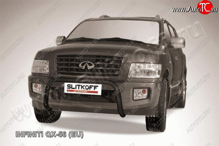 28 749 р. Кенгурятник d76 Slitkoff (низкий, мини)  INFINITI QX56  JA60 (2004-2010) дорестайлинг, рестайлинг (Цвет: серебристый)  с доставкой в г. Керчь