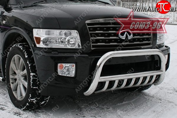 29 834 р. Защита переднего бампера Souz-96 (d76) INFINITI QX56 JA60 дорестайлинг (2004-2007)  с доставкой в г. Керчь