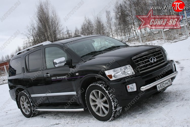 18 134 р. Защита переднего бампера одинарная Souz-96 (d76) INFINITI QX56 JA60 дорестайлинг (2004-2007)  с доставкой в г. Керчь