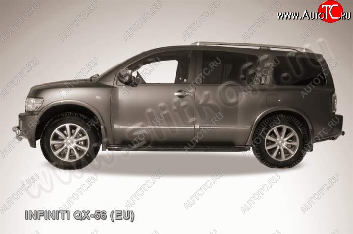 11 999 р. Защита штатного порога d42 Slitkoff INFINITI QX56 JA60 дорестайлинг (2004-2007) (Цвет: серебристый)  с доставкой в г. Керчь