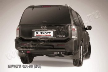 Защита заднего бампера из трубы d76 Slitkoff (с проступью) INFINITI QX56 ( JA60,  Z62) (2004-2013) дорестайлинг, рестайлинг