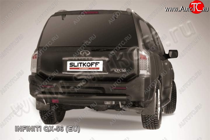 15 999 р. Защита заднего бампера из трубы d76 Slitkoff (с проступью) INFINITI QX56 JA60 дорестайлинг (2004-2007) (Цвет: серебристый)  с доставкой в г. Керчь