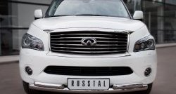 Защита переднего бампера (2 трубыØ76 и 63 мм, нержавейка) SLITKOFF INFINITI QX56  Z62 (2010-2013)