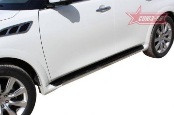 1 249 р. Накладки на торцы штатных порогов Souz96 (нержавеющая сталь) INFINITI QX56 Z62 (2010-2013)  с доставкой в г. Керчь. Увеличить фотографию 2