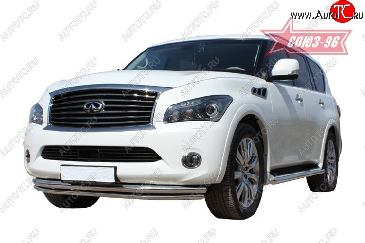 28 259 р. Защита переднего бампера двойная Souz-96 (d460/42) INFINITI QX56 Z62 (2010-2013)  с доставкой в г. Керчь
