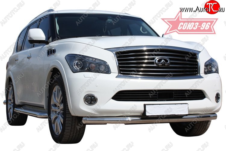 19 709 р. Защита переднего бампера одинарная Souz-96 (d76) INFINITI QX56 Z62 (2010-2013)  с доставкой в г. Керчь