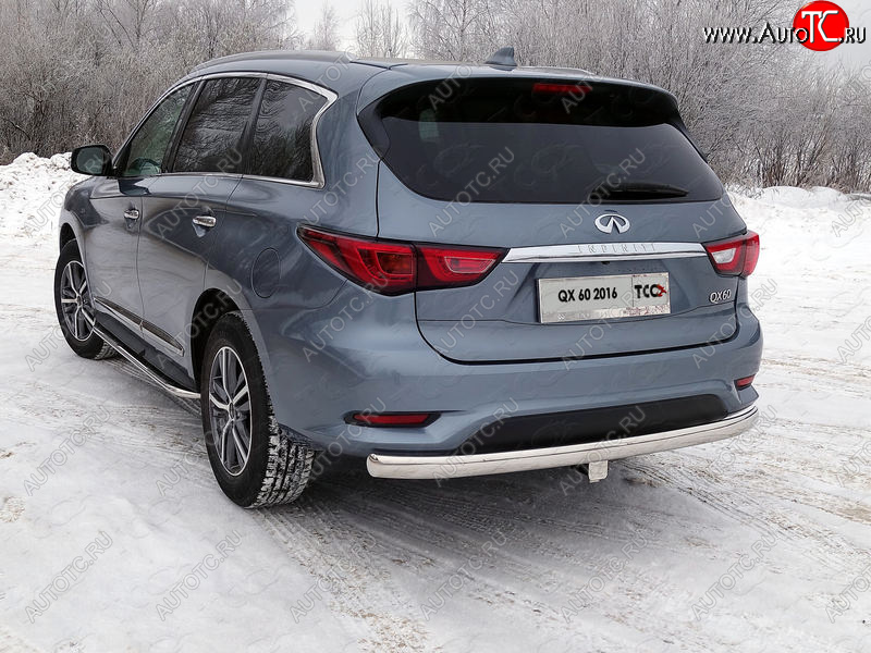 23 899 р. Защита заднего бампера (овальная) ТСС (нержавейка d75х42 мм) INFINITI QX60 L50 рестайлинг (2016-2021)  с доставкой в г. Керчь