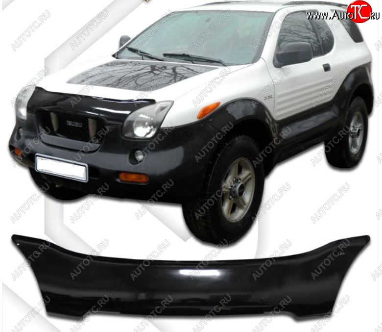 2 159 р. Дефлектор капота CA-Plastic Isuzu VehiCross (1997-2001) (Classic черный, Без надписи)  с доставкой в г. Керчь