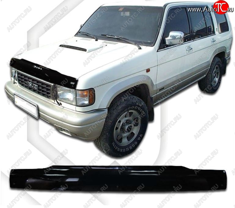 2 799 р. Дефлектор капота (S25,26,69DW) CA Plastic Isuzu Bighorn UBS25GW,UBS69GW 5 дв. 2-ой рестайлинг (1995-1998) (Classic черный, Без надписи)  с доставкой в г. Керчь
