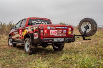 81 909 р. Бампер задний силовой РИФ (стандарт)  Isuzu D-Max ( RT85 DoubleCab,  RT85 SingleCab,  RT85 ExtendedCab,  RT85,TFR DoubleCab,  RT85,TFR SingleCab,  RT85,TFR ExtendedCab) (2011-2021) дорестайлинг, рестайлинг (С квадратом под фаркоп, калиткой и фонарями)  с доставкой в г. Керчь. Увеличить фотографию 5
