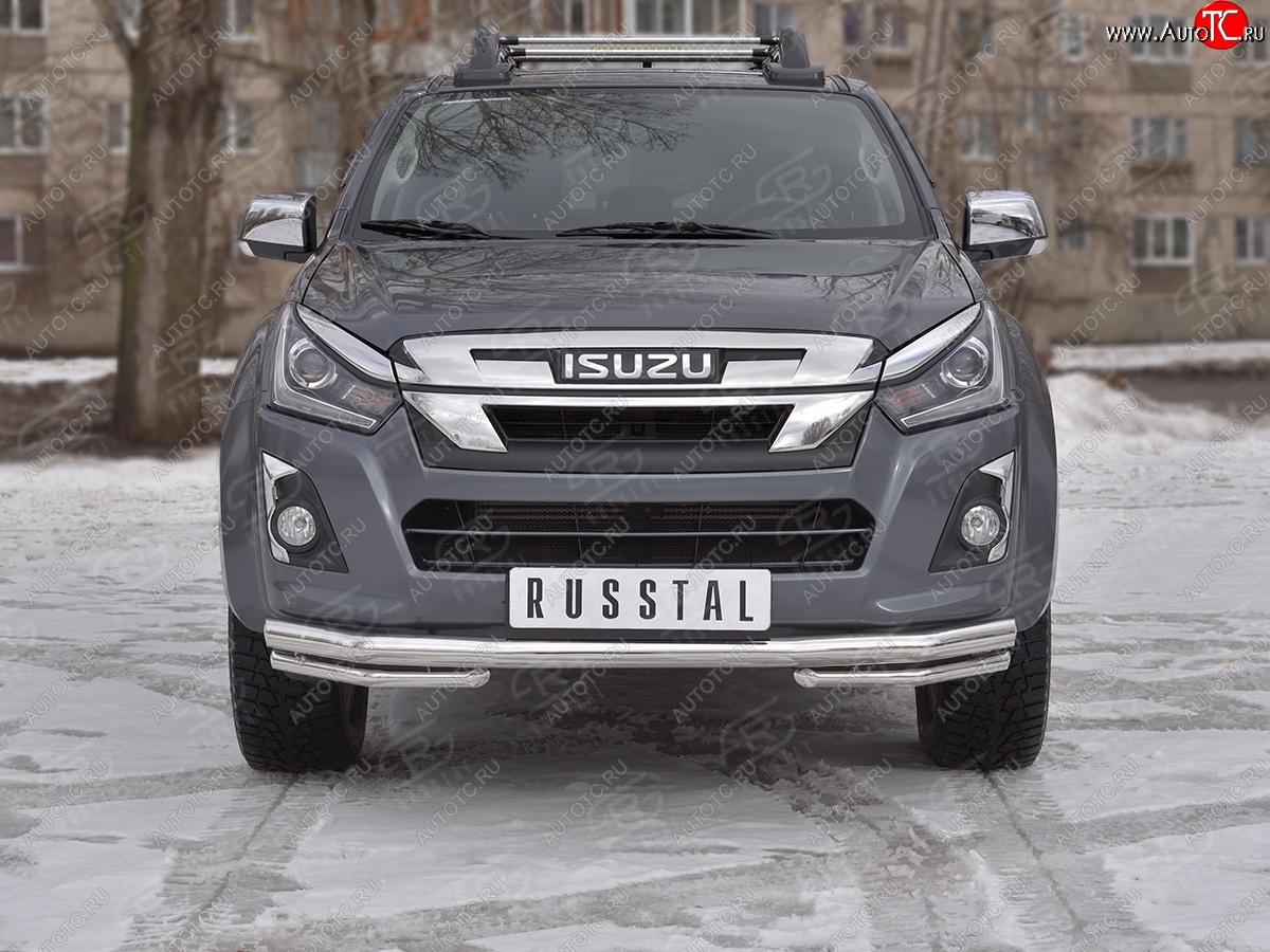 18 999 р. Защита переднего бампера (2 трубы Ø63 и 42 мм, нержавейка) SLITKOFF  Isuzu D-Max  RT85,TFR DoubleCab (2015-2021) рестайлинг  с доставкой в г. Керчь