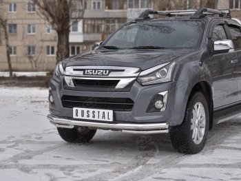 18 999 р. Защита переднего бампера (2 трубы Ø63 и 42 мм, нержавейка) SLITKOFF  Isuzu D-Max  RT85,TFR DoubleCab (2015-2021) рестайлинг  с доставкой в г. Керчь. Увеличить фотографию 2