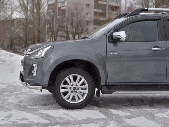 22 399 р. Защита переднего бампера (Ø 63 мм с клыками, нержавейка) SLITKOFF  Isuzu D-Max  RT85,TFR DoubleCab (2015-2021) рестайлинг  с доставкой в г. Керчь. Увеличить фотографию 3