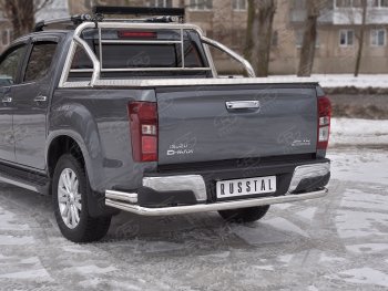 19 349 р. Защита заднего бампера (Ø63/63 мм, нержавейка) SLITKOFF Isuzu D-Max RT85,TFR DoubleCab рестайлинг (2015-2021)  с доставкой в г. Керчь. Увеличить фотографию 2