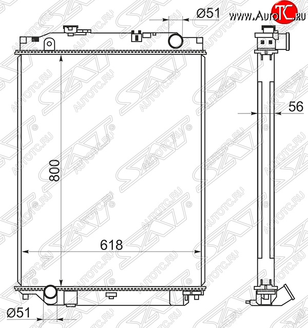23 549 р. Радиатор двигателя SAT (пластинчатый, МКПП) Isuzu Elf (NPR75)  дорестайлинг (2006-2014)  с доставкой в г. Керчь