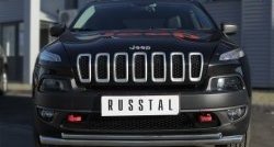 Защита переднего бампера (Trailhawk 2 трубыØ63 и 42 мм, нержавейка) SLITKOFF Jeep Cherokee  KL (2014-2017) дорестайлинг