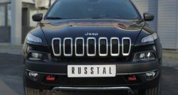 Защита переднего бампера (Trailhawk Ø42 мм волна, нержавейка) SLITKOFF Jeep Cherokee  KL (2014-2017) дорестайлинг