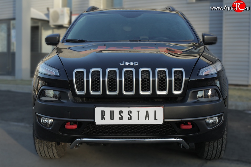 15 249 р. Защита переднего бампера (Trailhawk Ø42 мм волна, нержавейка) SLITKOFF Jeep Cherokee KL дорестайлинг (2014-2017)  с доставкой в г. Керчь