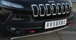 5 749 р. Защита переднего бампера (Trailhawk Ø75х42 мм, нержавейка) Russtal Jeep Cherokee KL дорестайлинг (2014-2017)  с доставкой в г. Керчь. Увеличить фотографию 2