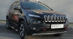 83 999 р. Защита порогов с пластиковыми вставками для ног (Trailhawk, нержавейка 76 мм) Russtal Jeep Cherokee KL дорестайлинг (2014-2017) (Защита порогов с со скосами на торцах (вариант 1))  с доставкой в г. Керчь. Увеличить фотографию 7