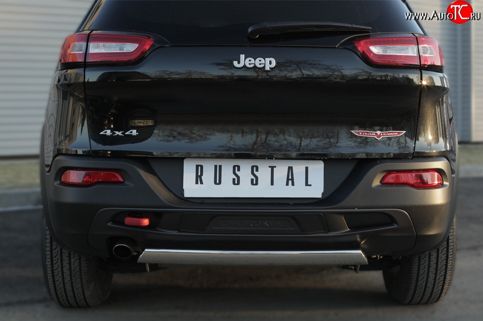 11 549 р. Защита заднего бампера (Trailhawk, Ø75x42 мм, нержавейка) Russtal Jeep Cherokee KL дорестайлинг (2014-2017)  с доставкой в г. Керчь