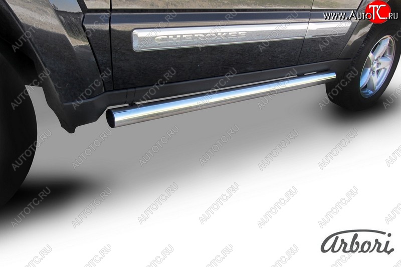 13 769 р. Защита штатных порогов Arbori (нержавейка, d76 mm). Jeep Cherokee KJ дорестайлинг (2001-2005)  с доставкой в г. Керчь