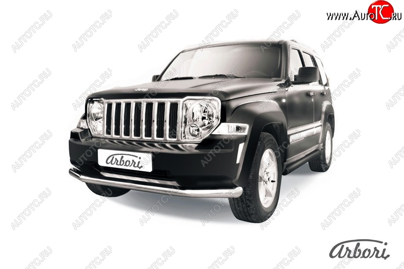 21 689 р. Защита переднего бампера Arbori (нержавейка, 1 труба d76 mm). Jeep Cherokee KK (2007-2014)  с доставкой в г. Керчь