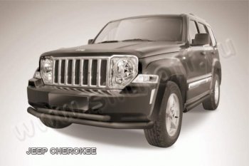 Защита переднего бампера из труб d76+d57 Slitkoff (двойная) Jeep Cherokee  KK (2007-2014)