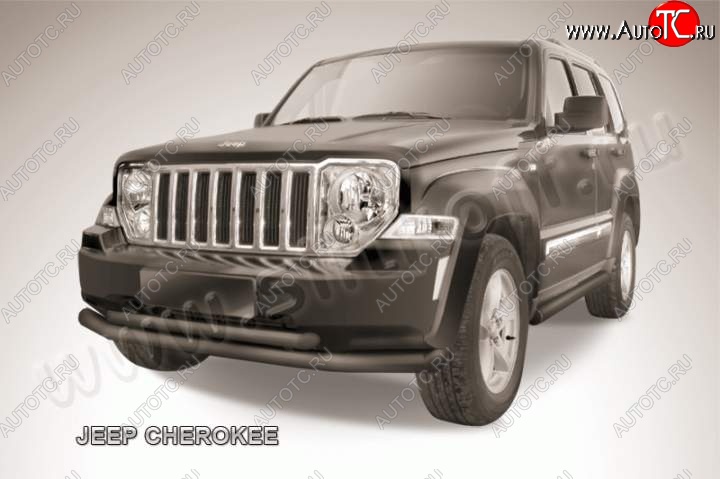 12 549 р. Защита переднего бампера из труб d76+d57 Slitkoff (двойная)  Jeep Cherokee  KK (2007-2014) (Цвет: серебристый)  с доставкой в г. Керчь