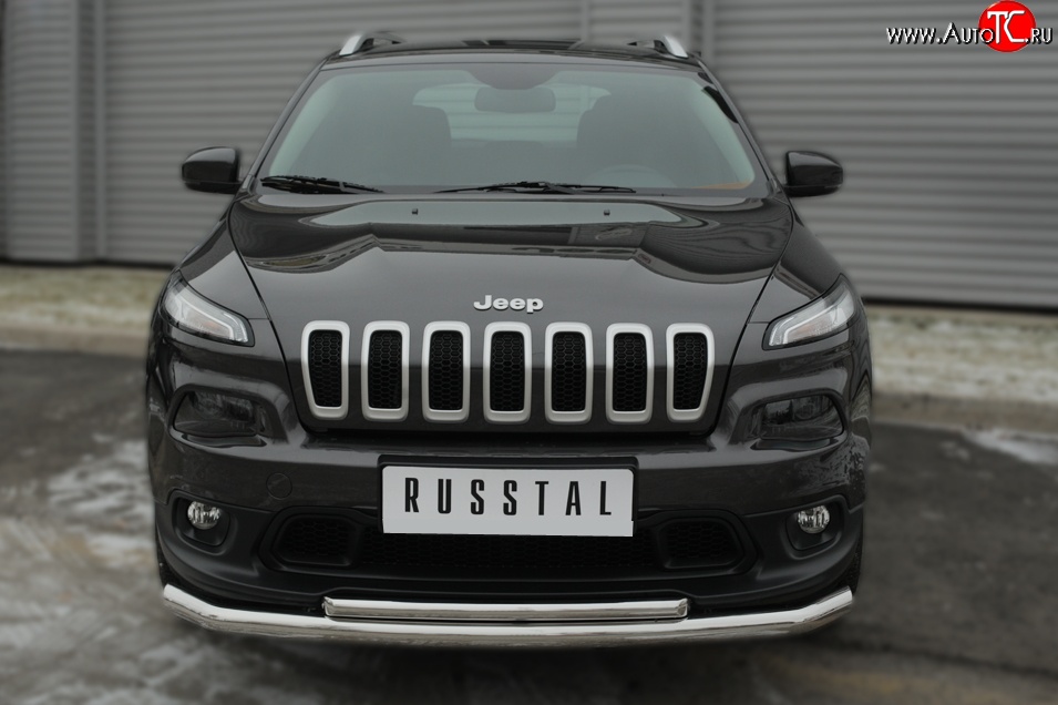 16 999 р. Защита переднего бампера (2 трубыØ63 и 42 мм, нержавейка) SLITKOFF  Jeep Cherokee  KL (2014-2017) дорестайлинг  с доставкой в г. Керчь