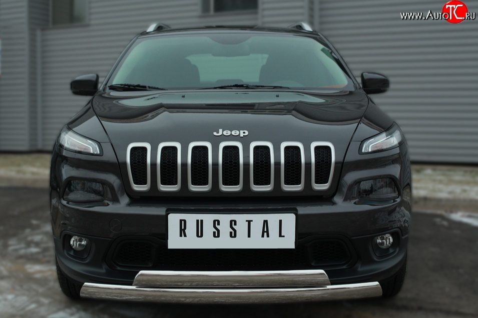 16 599 р. Защита переднего бампера (2 трубыØ75х42 мм, нержавейка) Russtal Jeep Cherokee KL дорестайлинг (2014-2017)  с доставкой в г. Керчь