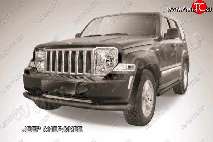 11 399 р. Защита переднего бампера их трубы d76 Slitkoff Jeep Cherokee KL дорестайлинг (2014-2017) (Цвет: серебристый)  с доставкой в г. Керчь