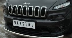 15 999 р. Одинарная защита переднего бампера диаметром 63 мм SLITKOFF  Jeep Cherokee  KL (2014-2017) дорестайлинг  с доставкой в г. Керчь. Увеличить фотографию 2