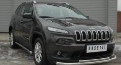 9 999 р. Защита порогов из круглой трубы диаметром 63 мм SLITKOFF  Jeep Cherokee  KL (2014-2017) дорестайлинг  с доставкой в г. Керчь. Увеличить фотографию 2