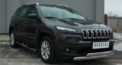 83 999 р. Защита порогов с пластиковыми вставками для ног из круглой трубы диаметром 76 мм Russtal Jeep Cherokee KL дорестайлинг (2014-2017) (Защита порогов с со скосами на торцах (вариант 1))  с доставкой в г. Керчь. Увеличить фотографию 7