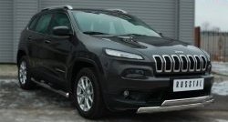 83 999 р. Защита порогов с пластиковыми вставками для ног из круглой трубы диаметром 76 мм Russtal Jeep Cherokee KL дорестайлинг (2014-2017) (Защита порогов с со скосами на торцах (вариант 1))  с доставкой в г. Керчь. Увеличить фотографию 10