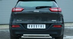 Защита заднего бампера (Ø63 и 42 мм, нержавейка) SLITKOFF Jeep Cherokee  KL (2014-2017) дорестайлинг