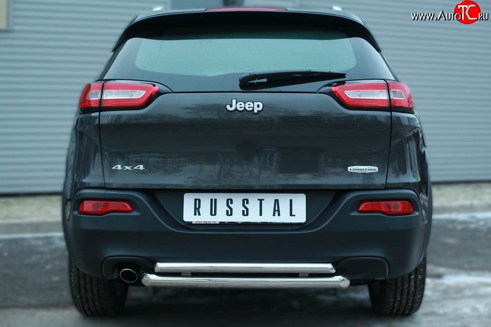 16 499 р. Защита заднего бампера (Ø63 и 42 мм, нержавейка) SLITKOFF  Jeep Cherokee  KL (2014-2017) дорестайлинг  с доставкой в г. Керчь