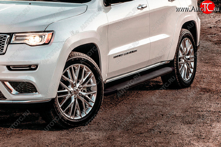 13 099 р. Пороги алюминиевые Slitkoff  Jeep Grand Cherokee  WK2 (2013-2018) 1-ый рестайлинг (Optima Black )  с доставкой в г. Керчь